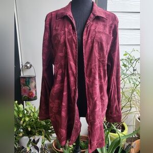 Burgundy leaf print jacket